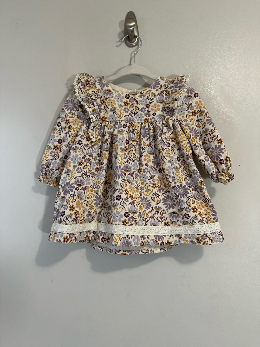 Max Studio Kids Corduroy Floral Long-Sleeve Baby Dress Size 3-6 Mos Cottagecore